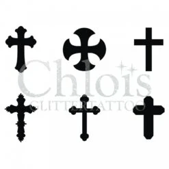 Chloïs Glittertattoo Sjabloon Cross (6 Mini Stencils)